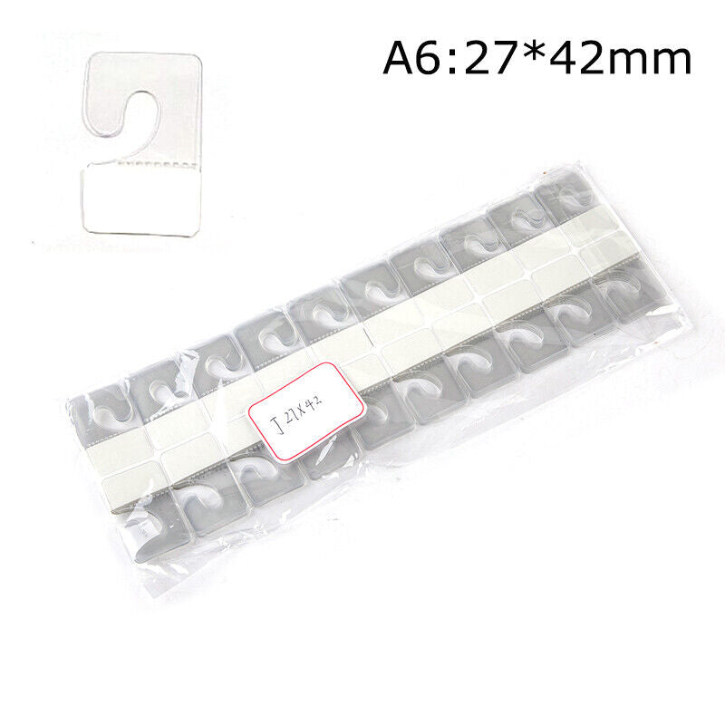 100pcs PVC Slot Hole Adhesive Hang Tags Hook Merchandise Box Bag Hangers Displa'