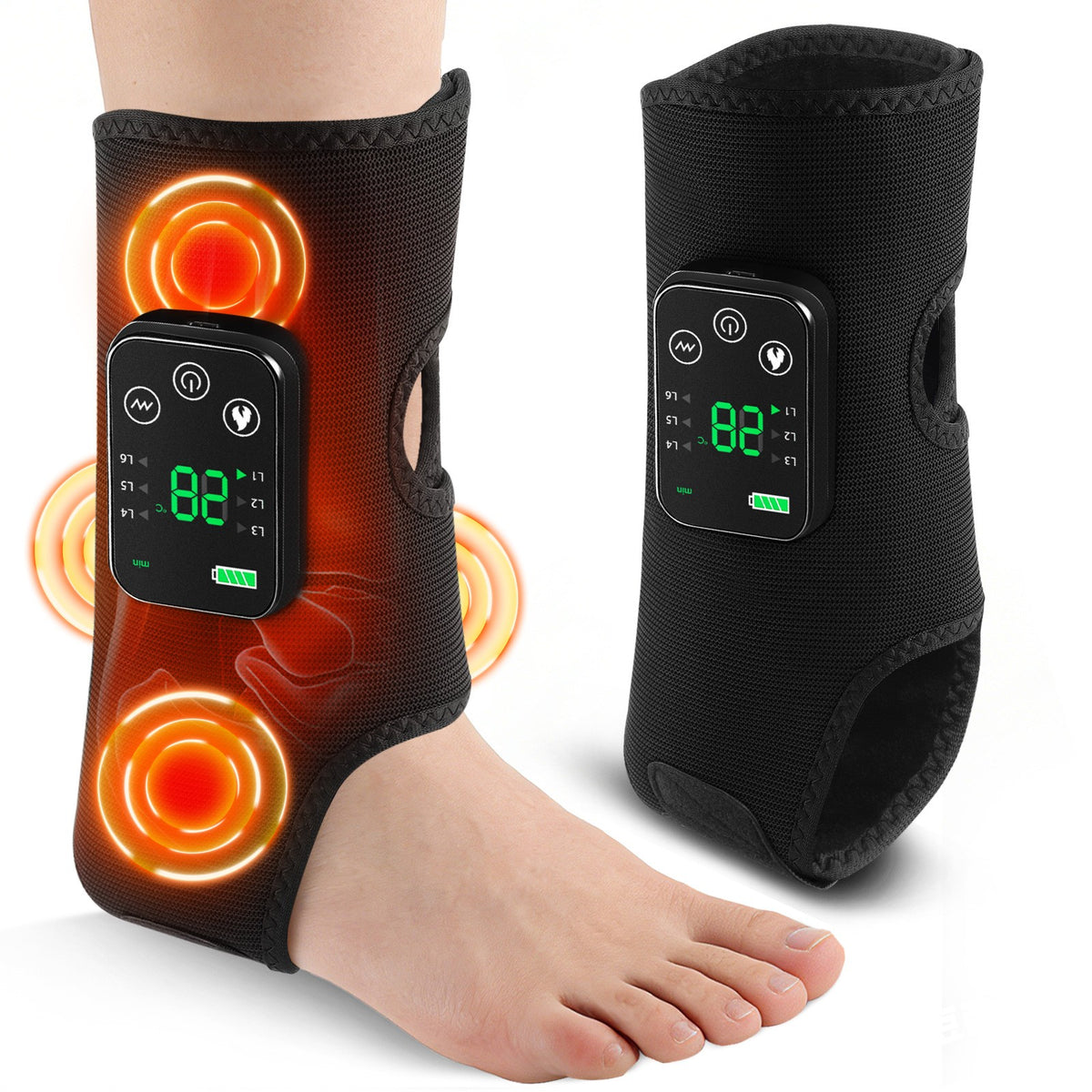 Cordless Foot Ankle Massager Pain Relief with 6 Heat Levels&3 Vibration Modes
