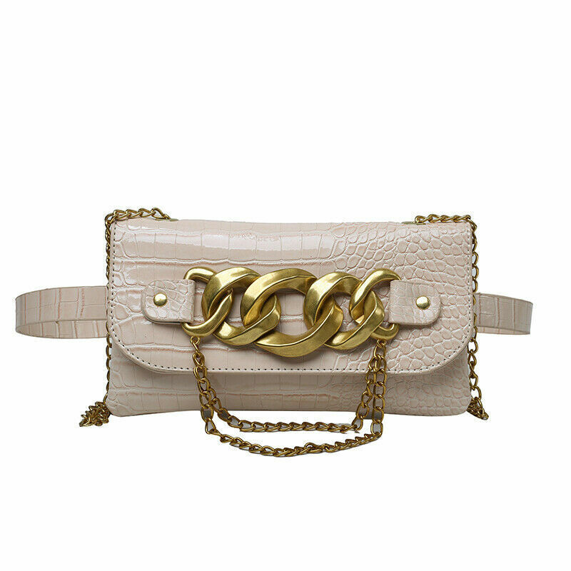 Mini Crossbody Bags Women Metal Chain Shoulder Bag Leather Belt Bag Women