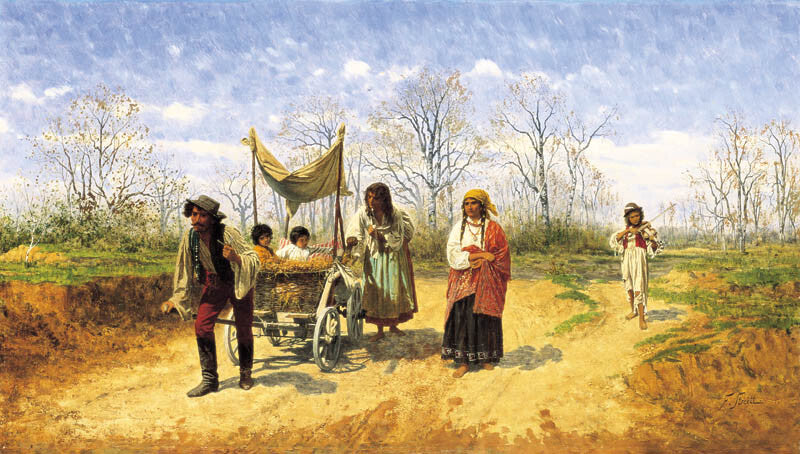 high quality oil painting handpainted on canvas " Travelling gypsies "