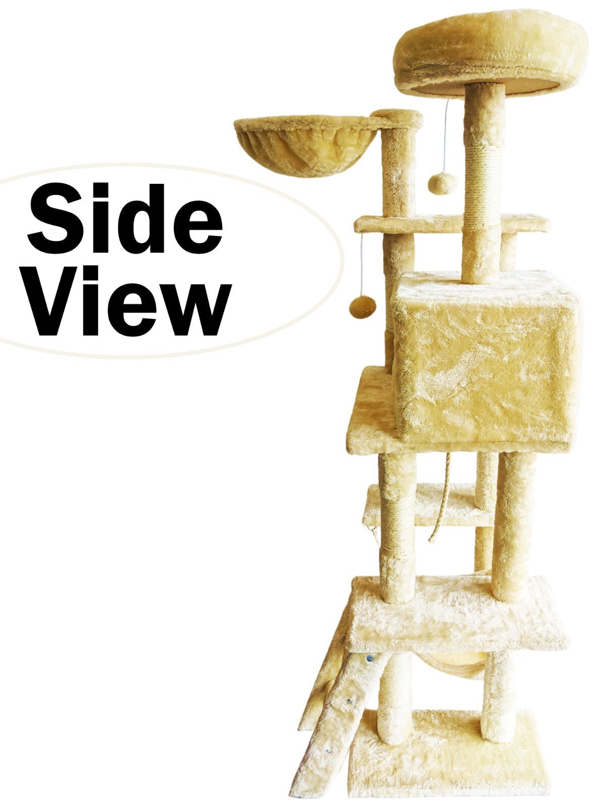 Beige Cat Tree Tower for Indoor Cats & Kittens, 57" Tall Multi-Level Condo Perch
