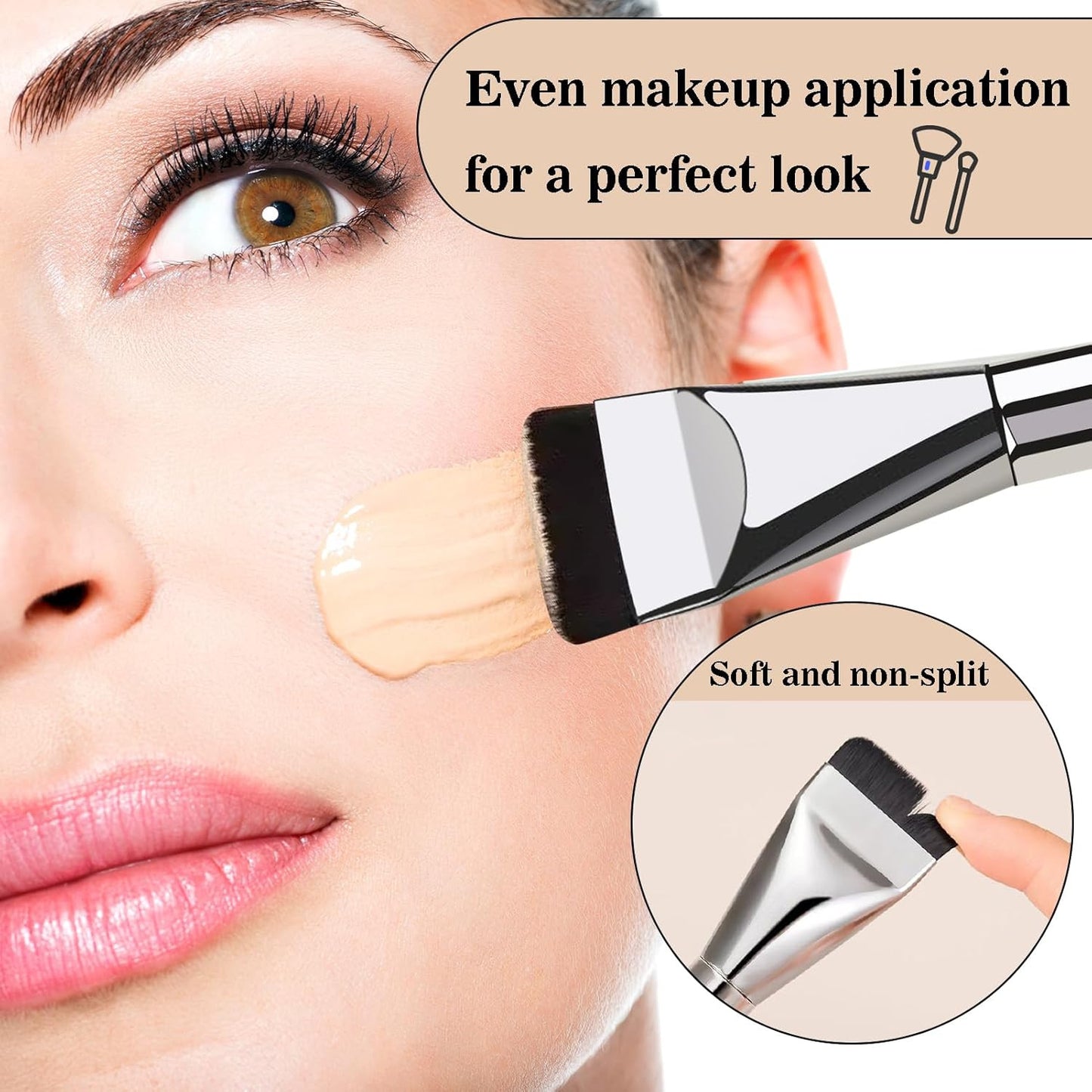 4PCS Flat Foundation Brush Set - Ultra Thin Blade for Liquid Makeup Blending