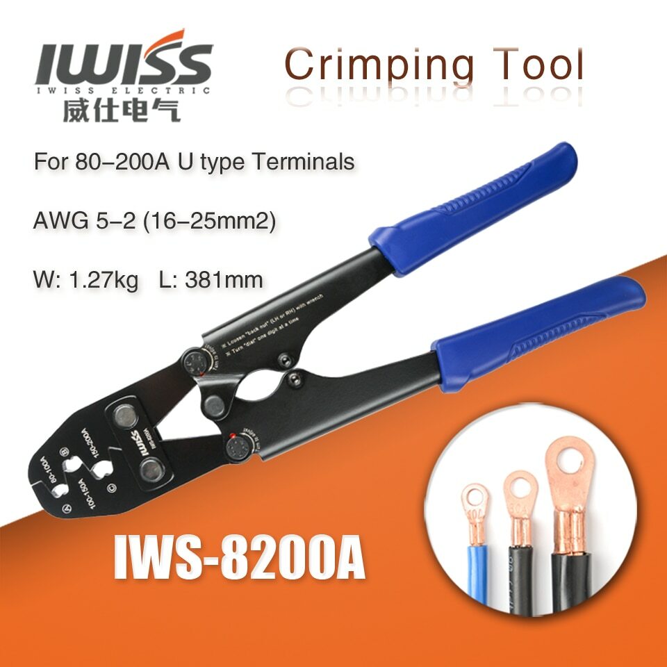 IWISS Crimping Plier Tools U Type Terminal Crimping Plier for Crimp 80A to 200A
