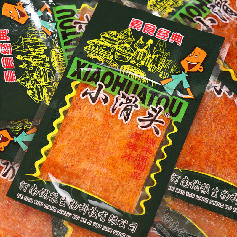 Xiao Huantou Spicy Slices Snacks, Spicy Strips, 90 Packs小滑头辣条薄辣片90包香辣面筋儿时怀旧零食