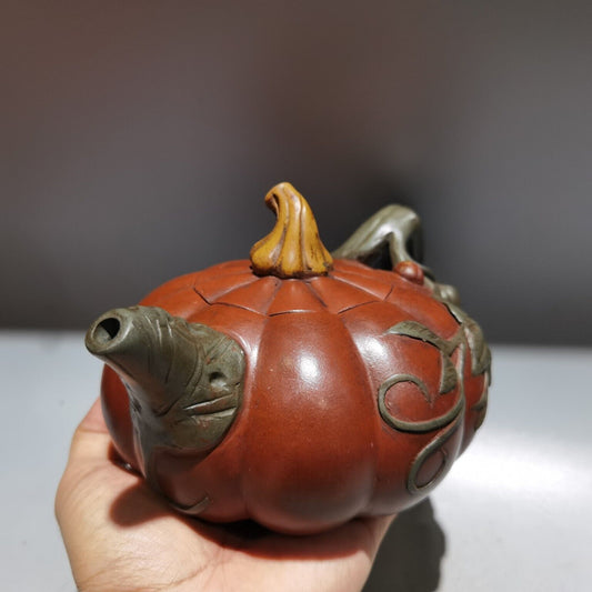 Chinese Yixing Zisha Clay Handmade Exquisite Kung Fu Tea SetTeapot品名:南瓜壶 底款:蒋蓉