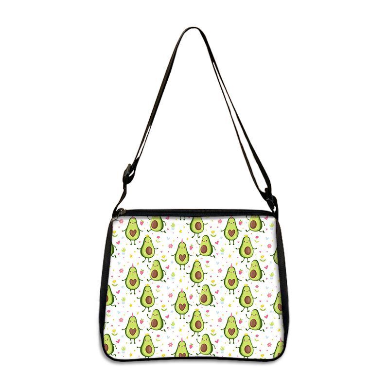 Cute Avocado Lemon Print Shoulder Bags Handbag Clutch Lipstick Purse Storage Bag