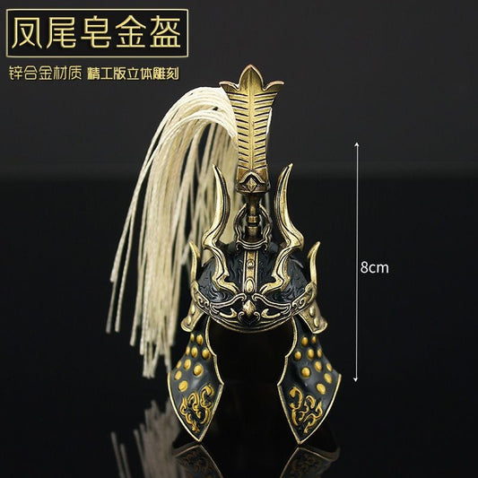 General Helmet Metal Model Ornament 8cm Phoenix Tail Soap Gold Helmet Decor