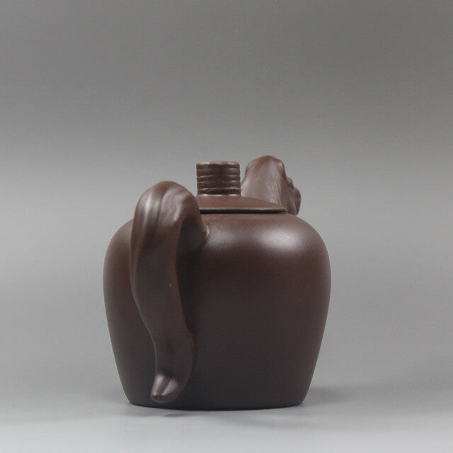 5.5“China Yixing Zisha Pottery Purple Clay Handmade Zodiac Animal Horse Teapot