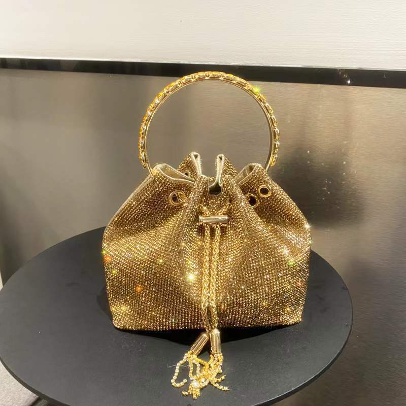 Tassel Evening Clutch Bag Women Crystal Bucket Purse Bridal Wedding Party