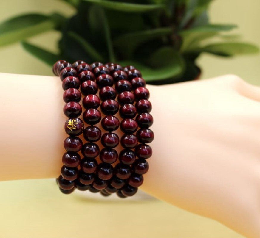 New Sandalwood Buddha Bead Bracelet Purple Sandalwood Bracelet Agarwood Wooden
