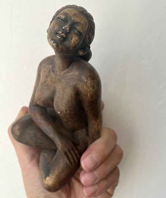 Brass Naked Geisha Girl Statue Art Beauty Model Collection Decor