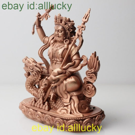 10cm Red Copper Carving Jambala Statue Tibet White God of Wealth Sculpture