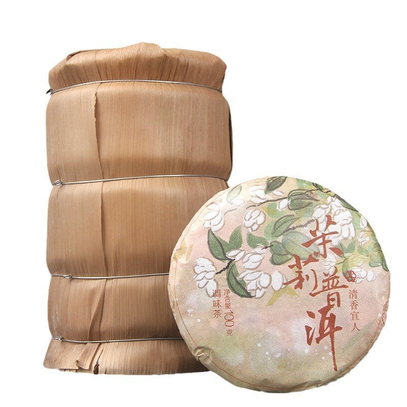 100g Authentic Jasmine Pu'er Tea Ripe Tea Aged Fragrant Premium Small Tea Cake