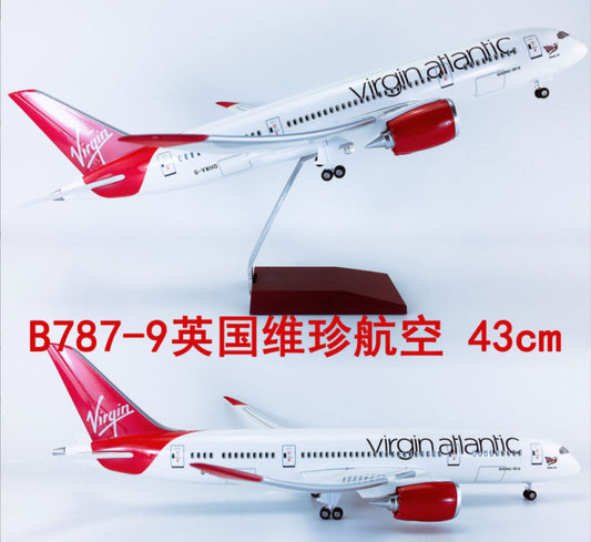 1:130 43CM Virgin Atlantic BOEING 787 Airplane Landing Gear Resin Aircraft Model