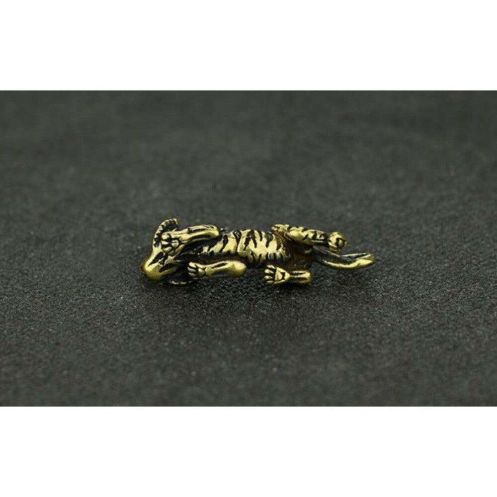 Old Bronze Handmade Small Tiger Statue Figure Tea Pet Decoration Rare Chinese