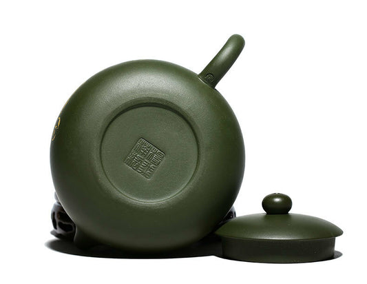 260ml Yixing Zisha Pottery Tea Pot Floral Print Republic Green Clay Xishi Teapot