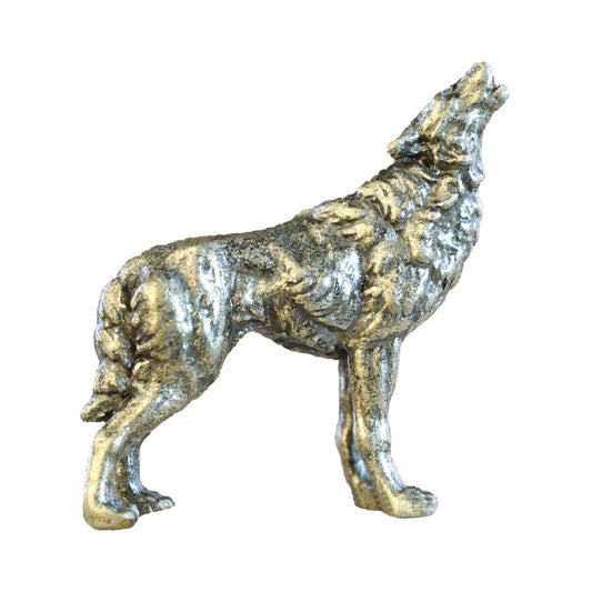 Copper Alloy Wolf Statue Small Lifelike Home Decor for Sand Table Bedroom