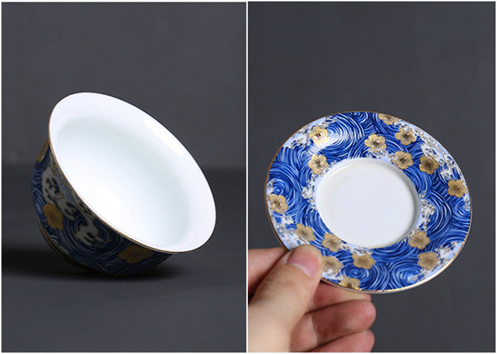 Enamel Gaiwan Porcelain Cup Bowl Ceramic Tureen Chinese Tea Bowl With Lid Saucer
