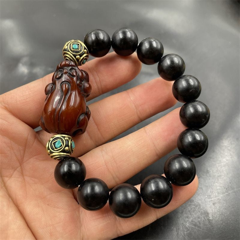 New Black Imitation Amber Pixiu Bracelet Amber Handcrafted Bead Necklace