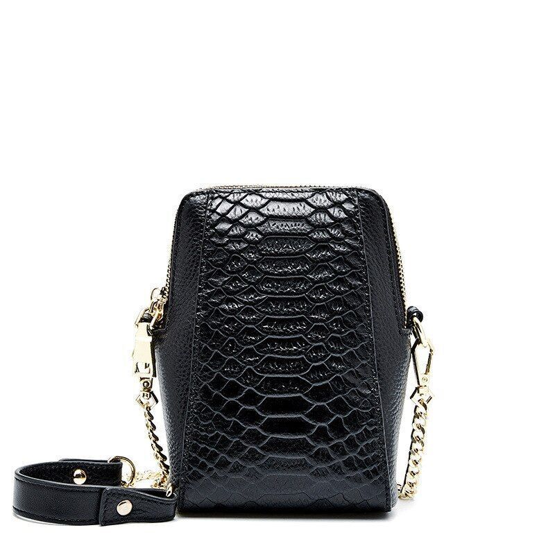 Diagonal Cross Sheepskin Bags Small Mobile Genuine Leather Pattern Shoulder Bag