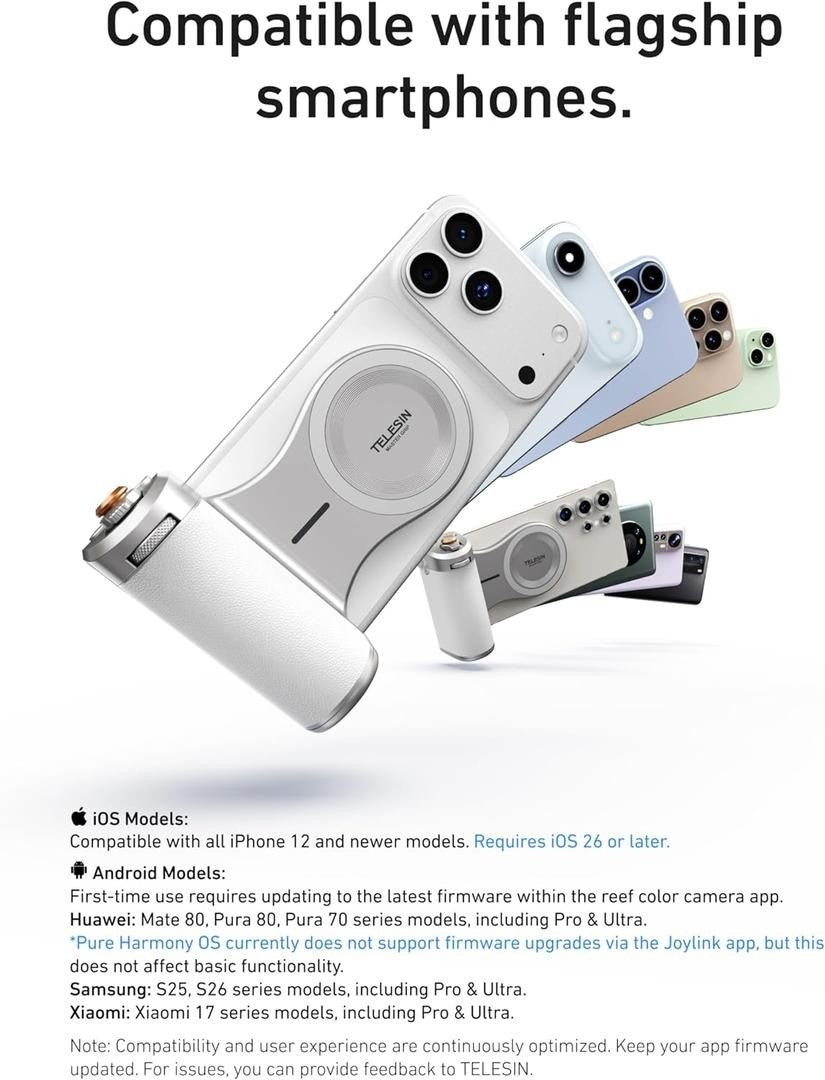 TELESIN Magnetic Imaging Master Grip, Ergonomic DSLR-Style with 3200mAh Battery