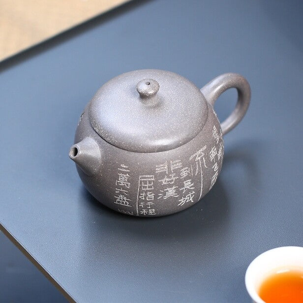 Original Ore Qinghui Duan Clay Tea Pot Yixing Zisha Pot Handmade Carved Marked