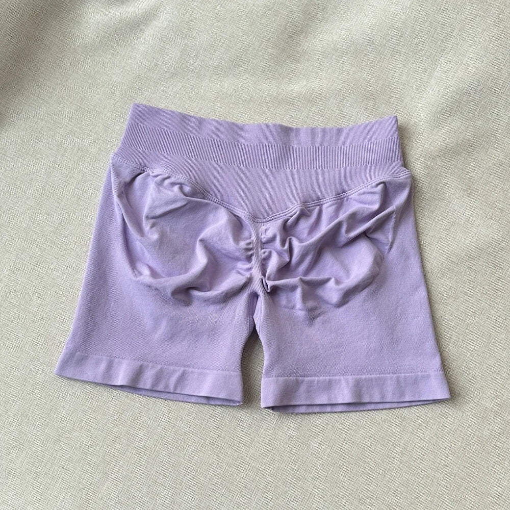Seamless Ribbed Yoga Shorts Scrunch Lift