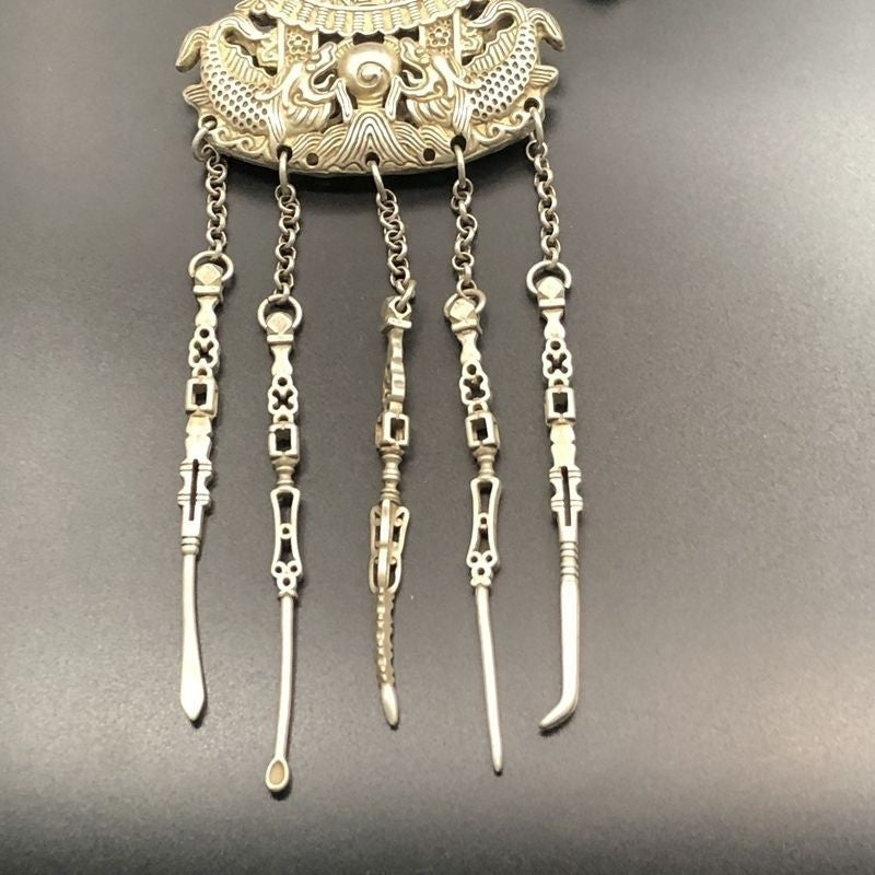 Vintage Silver-Tone Carp Dragon Gate Pendant Collectible