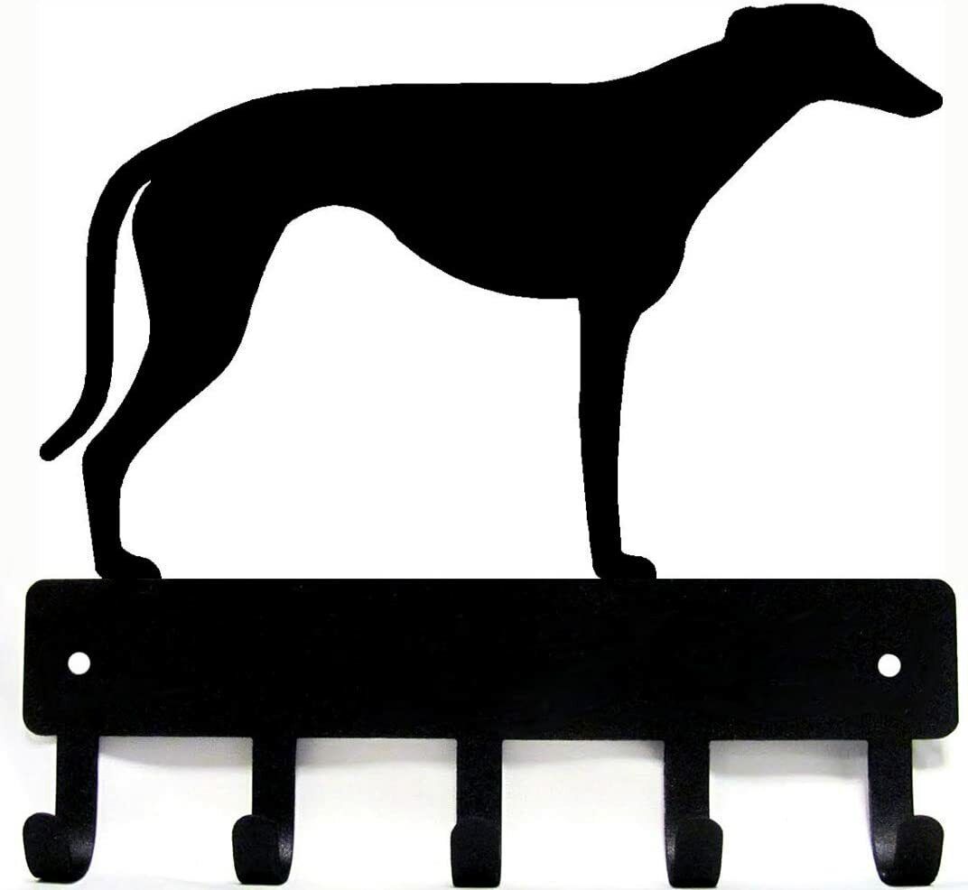 Greyhound - Key Rack & Dog Leash Hanger - 9 Inch Wide/6 Inch Wide Metal Wall Art