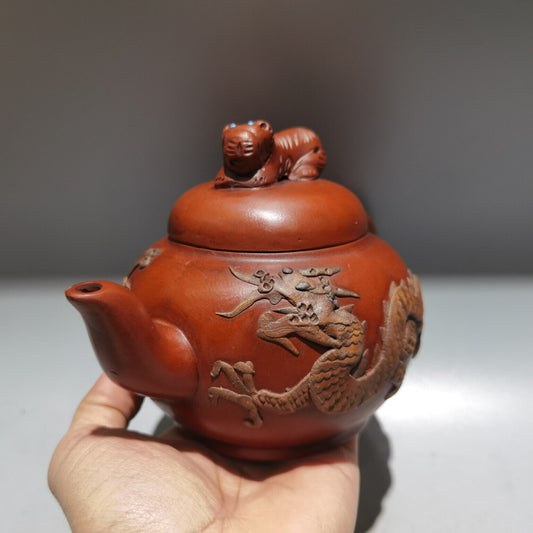 Chinese Yixing Zisha Clay Handmade Exquisite Teapot (卧虎藏龙 低款:周桂珍 )