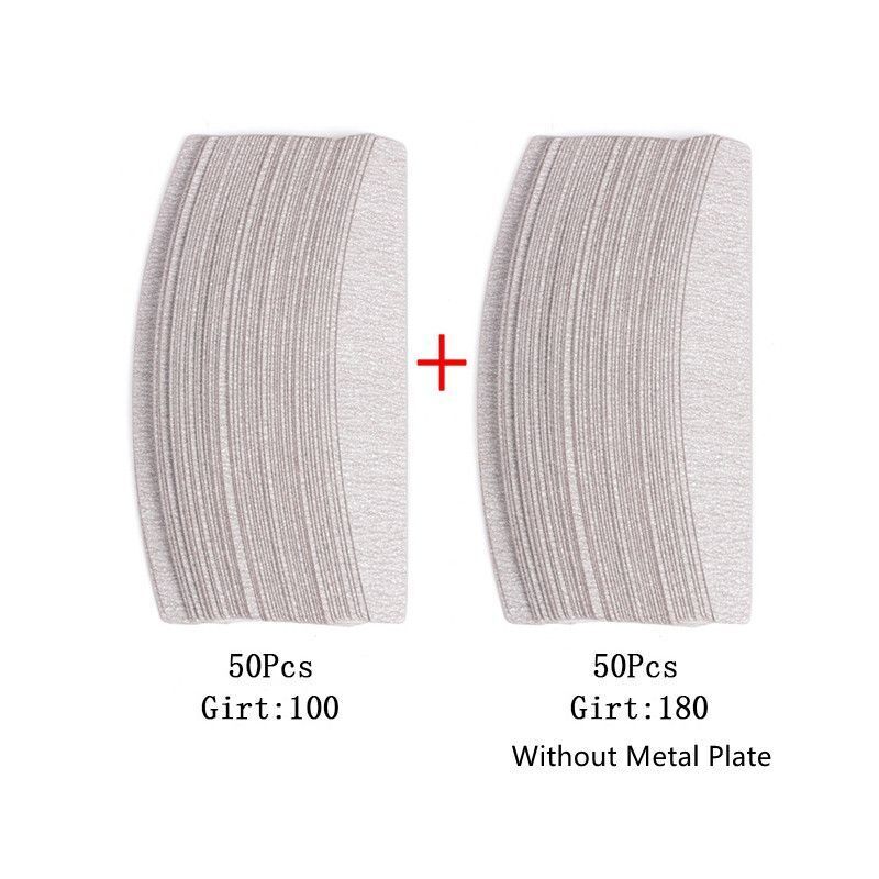 Nail Files 50-100Pcs Gray Removable Pads Metal Handle Replacement Sandpaper Tool