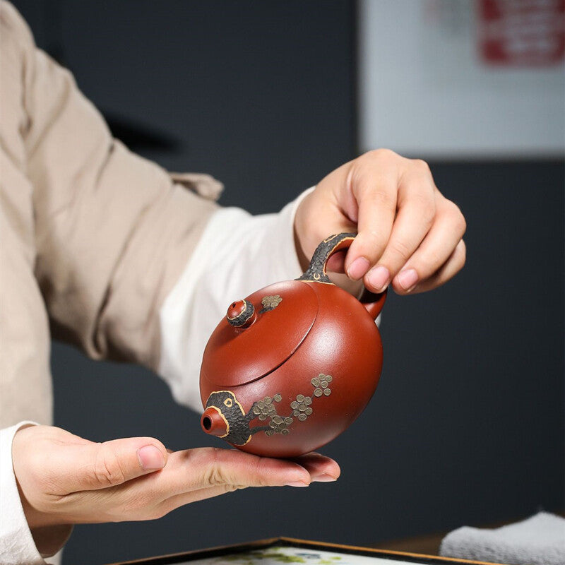 Teteras Marked Teapot Ball Shaped Infuser Holes Real Yixing Zisha Xishi Pot
