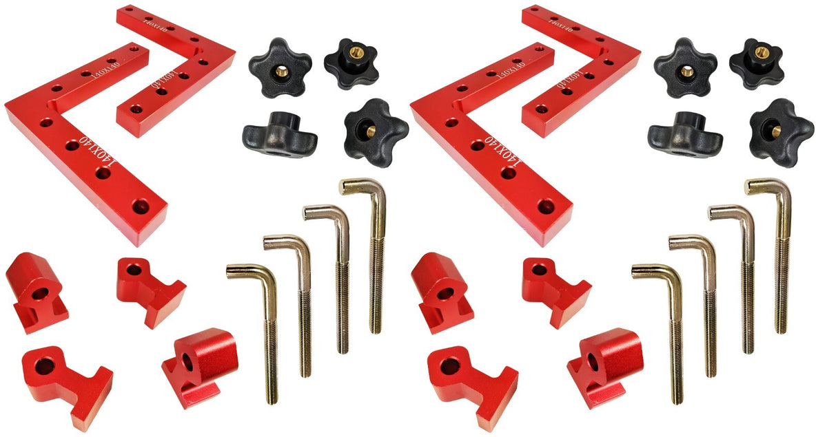 Four 90° Positioning Squares with Eight Clamps, 5.5"×5.5" Sturdy Aluminum Alloy