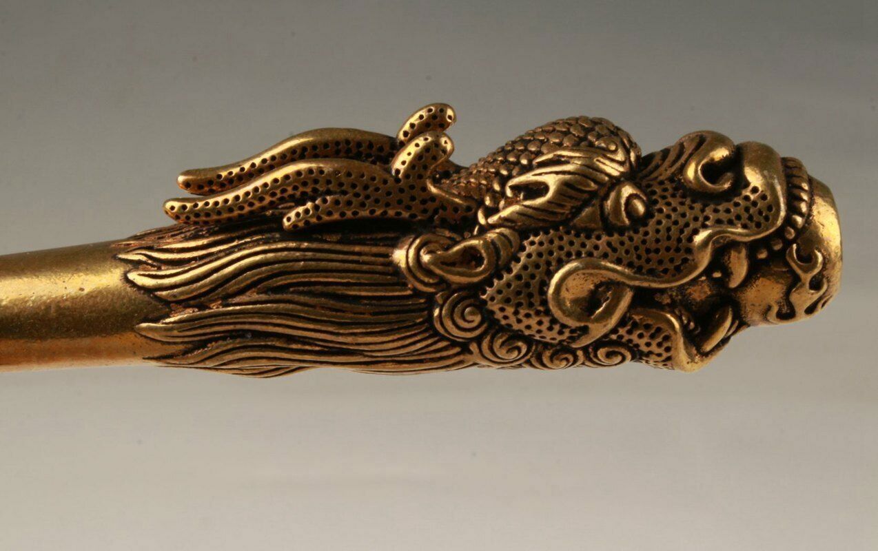 COLLECTION BRASS HAND-CARVED DRAGON STATUE OLD SMOKING TOOL Statues