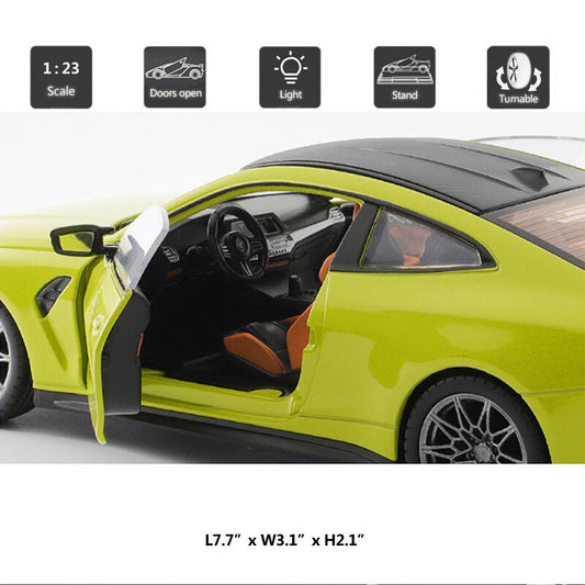 1/23 Scale BMW M4 G82 Model Car Diecast Toy Vehicle Men Collection Chartreuse