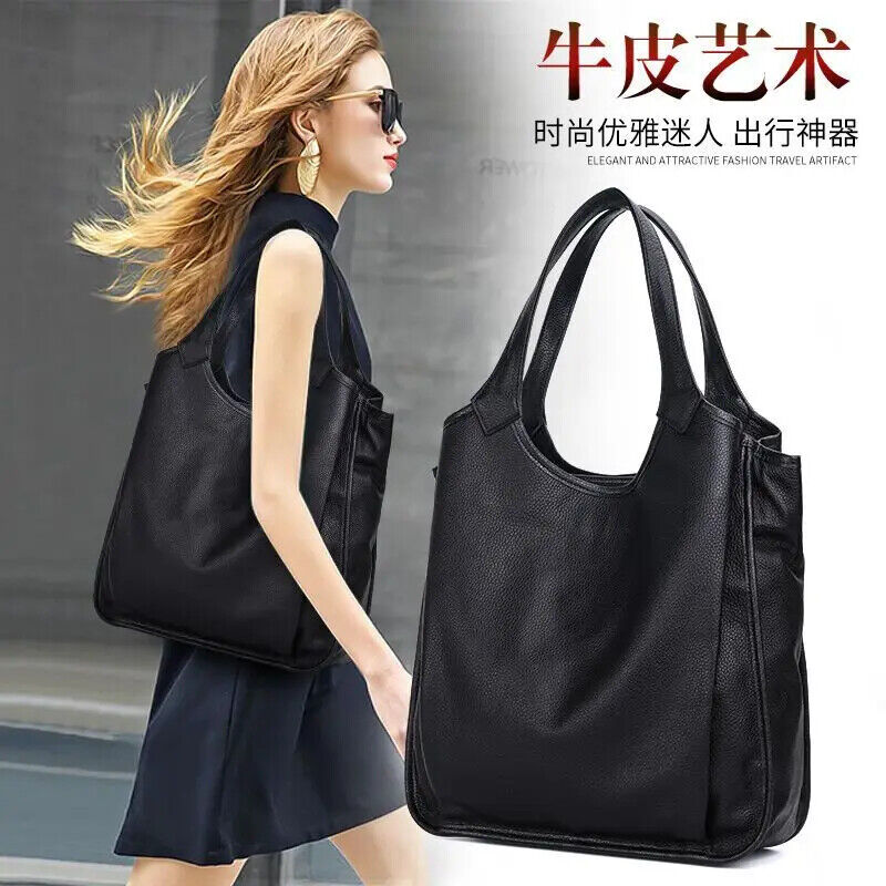 Women Genuine Leather Cowhide Shopper Bag High Grade Ladies Handbag