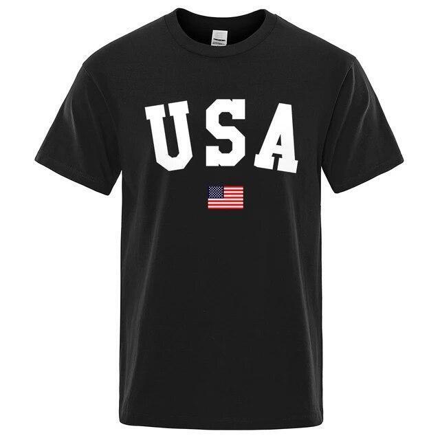 New Men's USA Flag T Shirt American Patriotic 100% Cotton