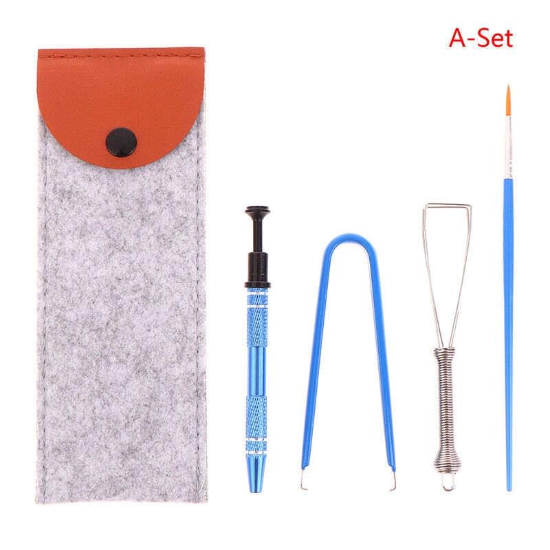1Set Keyboard Cleaning Tool Keycap Puller Stem Holder Lube Brush w/Storage Bag