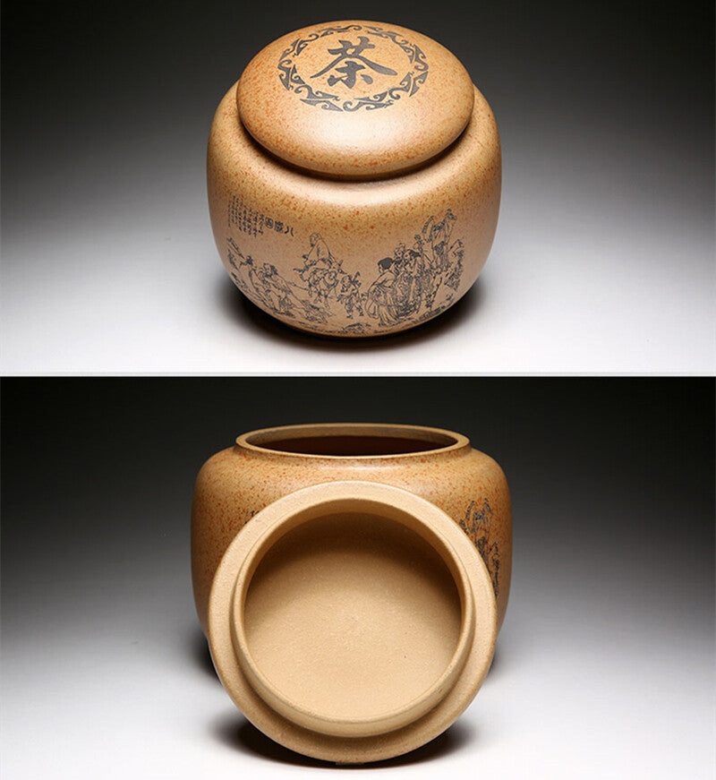 Real Yixing Zisha Duan Clay Tea Canister For Loose Tea Handmade Tea Storage Lid