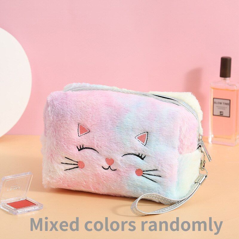 Cosmetic Bag Plush Makeup Purse Beauty Case Travel Toiletry Makeup Bag 7*11*8 cm