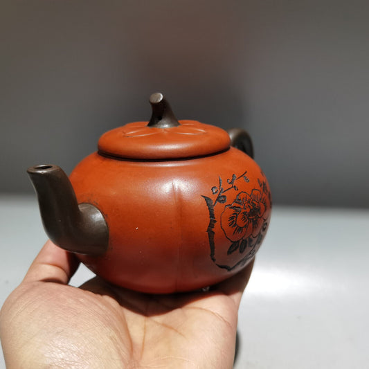 Chinese Yixing Zisha Clay Handmade Exquisite Teapot (花开富贵 低款:周桂珍 )