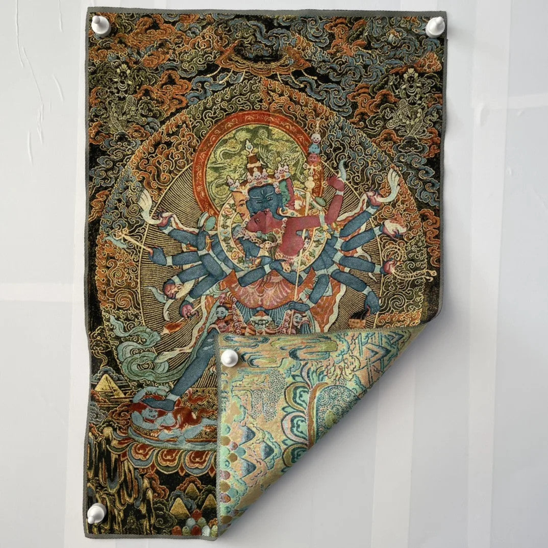 35" Tibetan Buddhism Embroidery Chakrasamvara Buddha Thangka Worship Hall