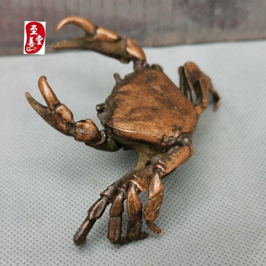 Fortune chinese copper Crab Figure statue netsuke collect Tea pet Table decor