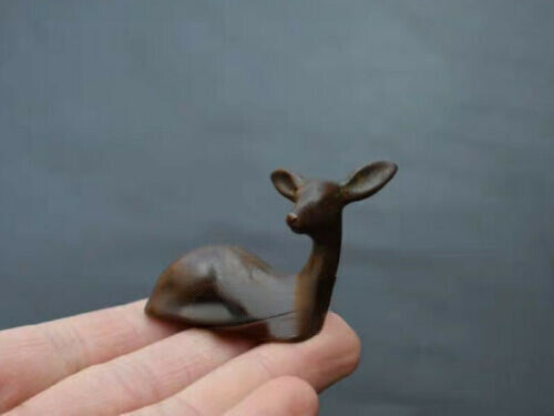 2" Chinese Little Deer Tea Pet Statue Collection Purple Copper Solid