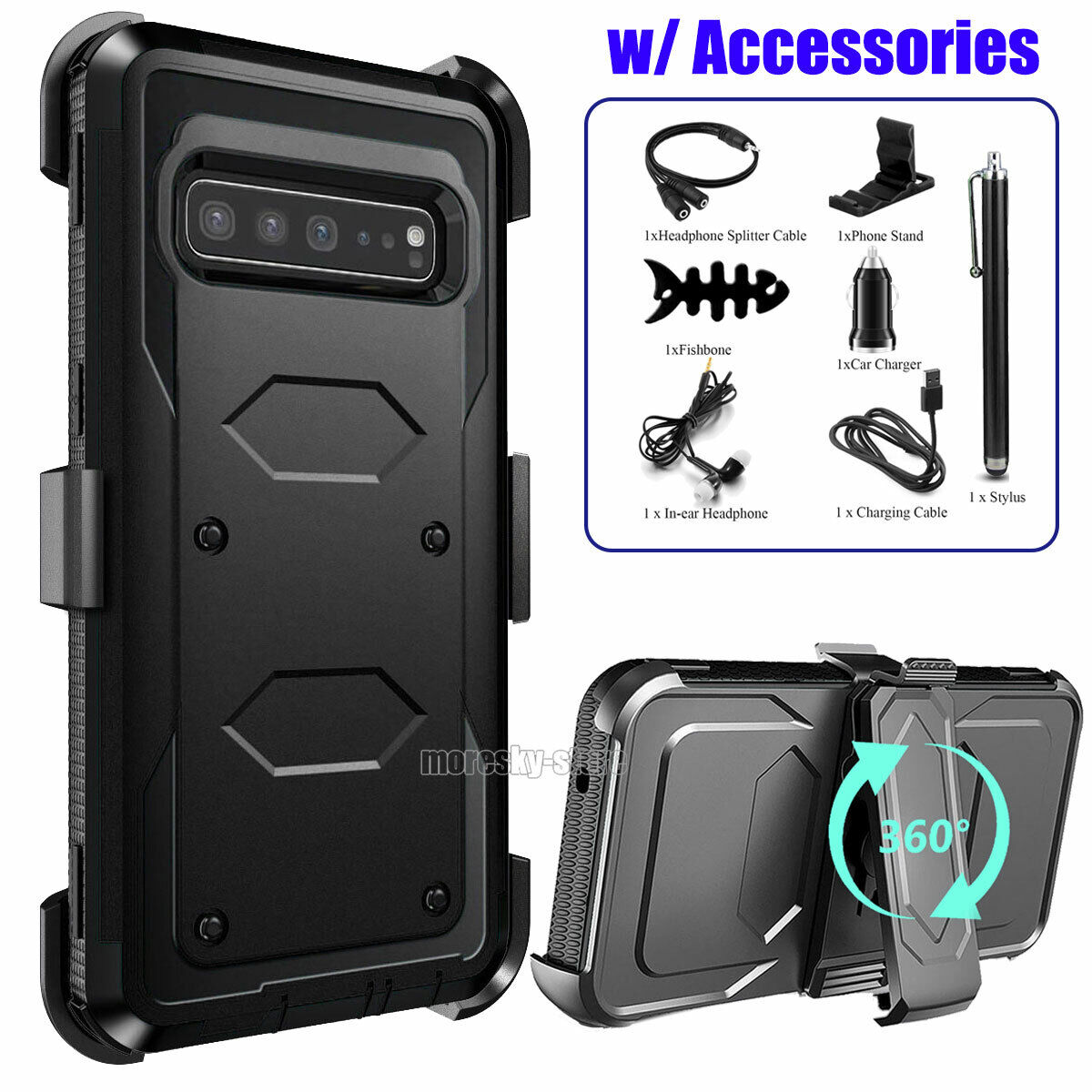 For Samsung Galaxy S10 5G Heavy Duty Clip Holder Belt Case Cover, w/ Accessories