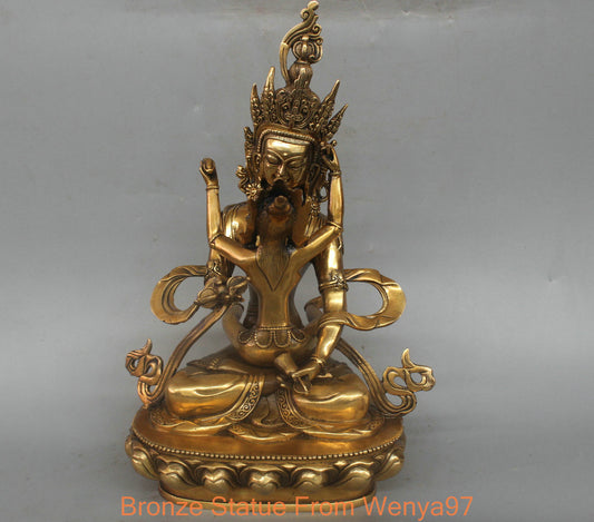 11'' China Tibet Vajrasattva Yab-yum Buddha Bronze Statue