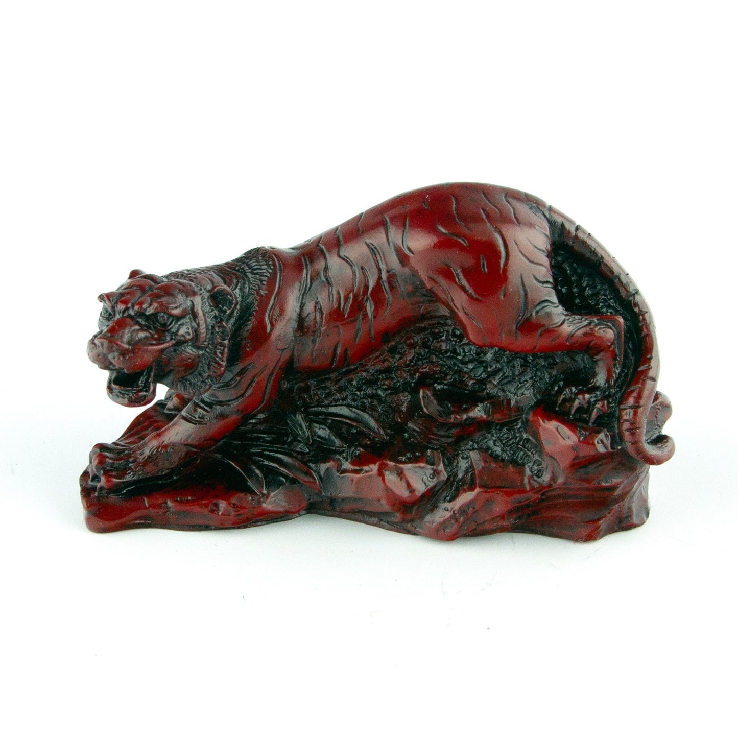 Chinese Zodiac Tiger Statue Figurine Feng Shui Animal Redwood Color
