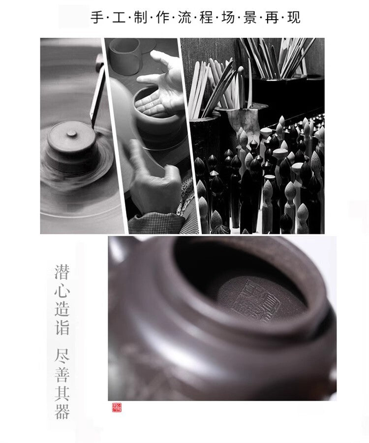 220cc chinese Yixing Handmade Zisha teapot black Clay MuGu Hu Gongfu Tea Pot