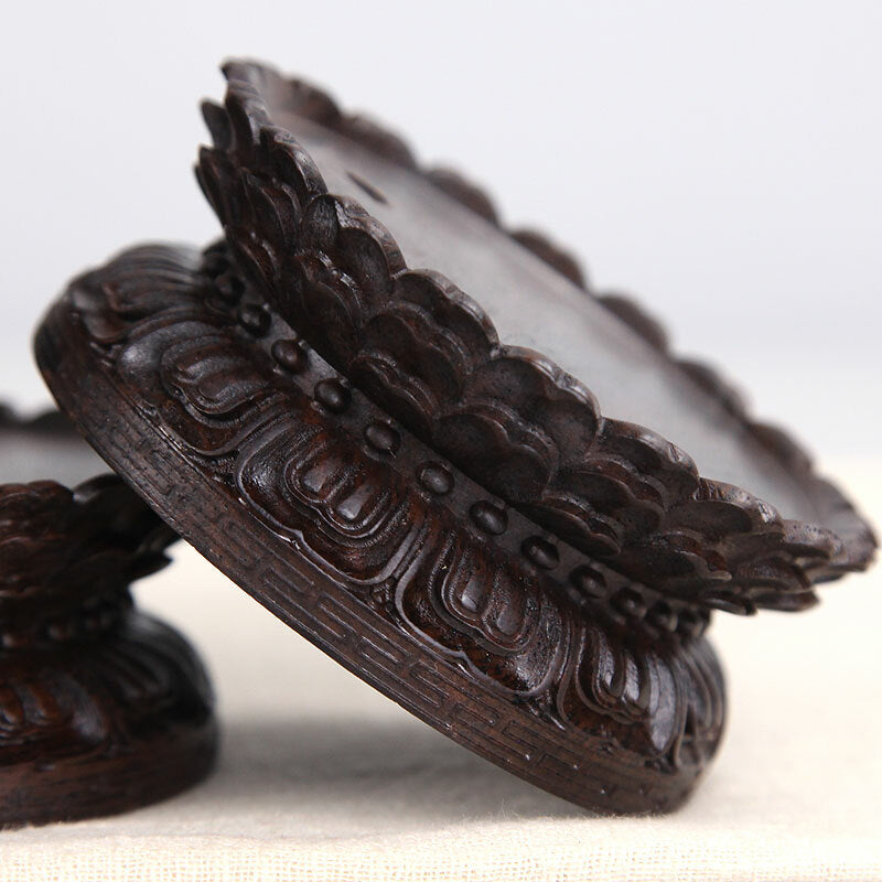 16.5cm Mahogany Carved Buddha Statue Lotus Base Wood Guanyin Bodhisattva Base