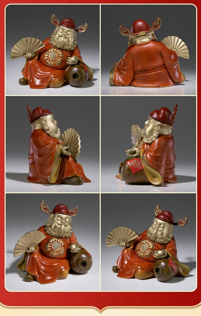 Chinese Solid Brass Zhong Kui Statue Amulet Table Decor Ghost Buste Catcher